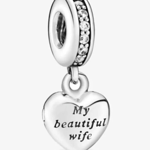My Beautiful Wife Openable Locket Dangle Charm Sterling Silver - Picture 2 of 4